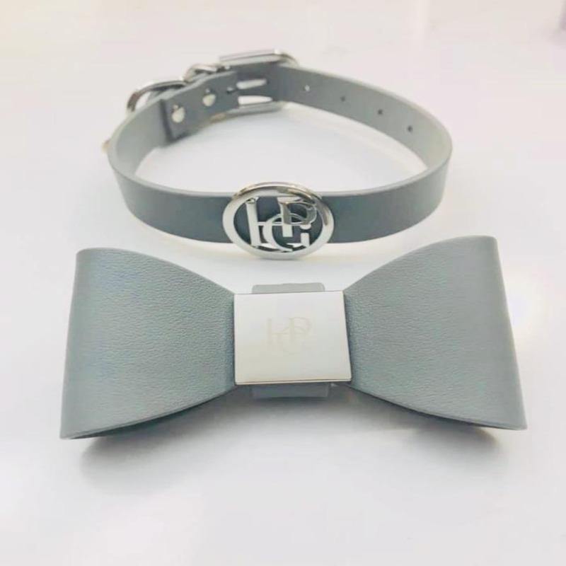 Leather Collar Bow Misty Dog - Krumpetz