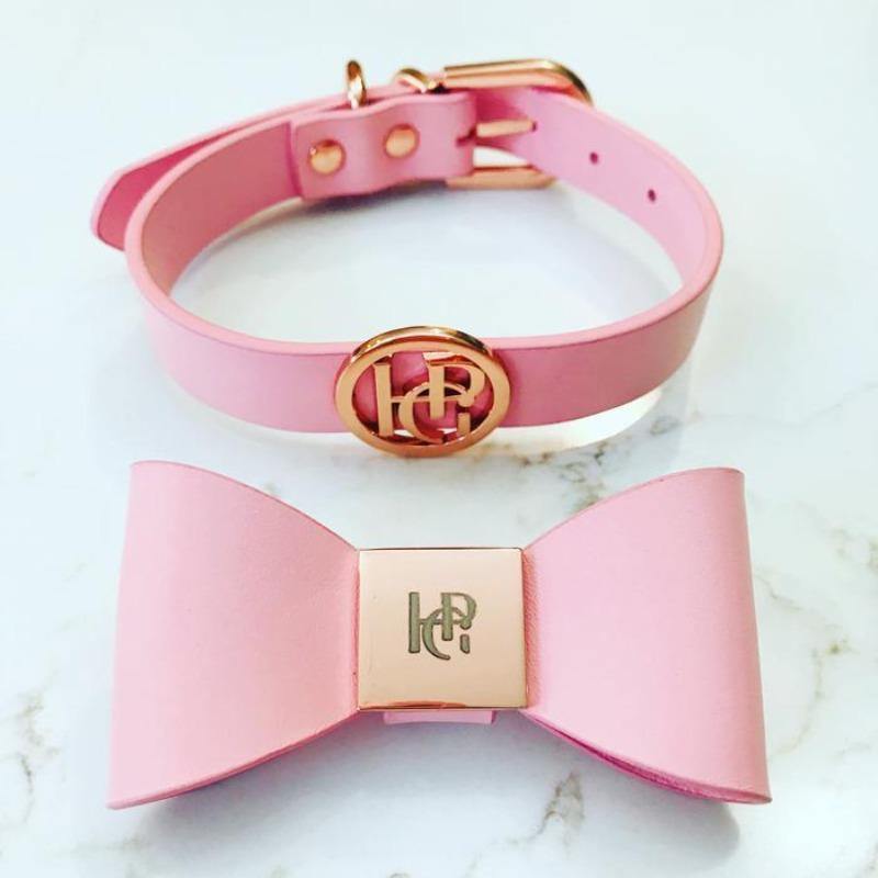 Leather Collar Bow Peony - Krumpetz